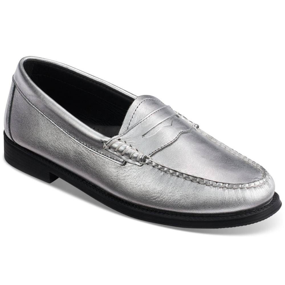 G.H Bass Weejuns Whitney Easy Loafers in Silver Metallic Size 6.5